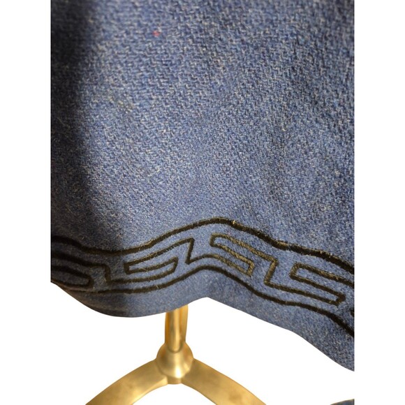The Daily Planet Vintage 100% Wool Coat Embroidered Hooded Jacket Blue black L - Picture 7 of 10